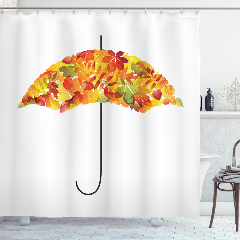 Abstract Umbrella Fall Leaves Shower Curtain