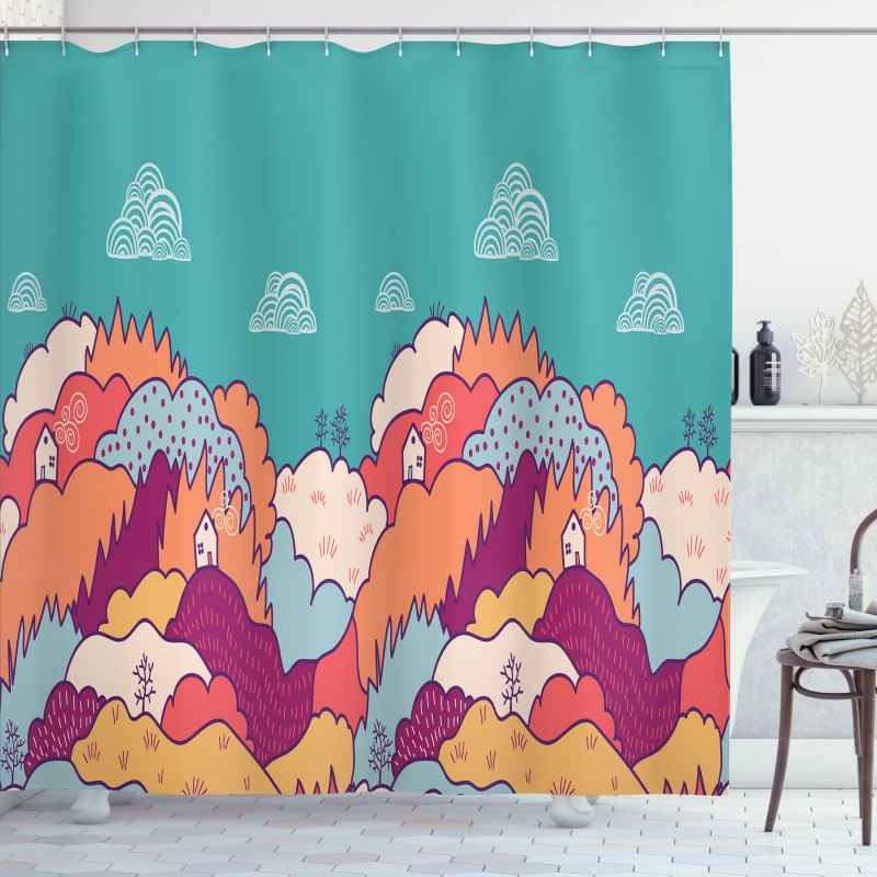 Fall Landscape Swirling Clouds Shower Curtain