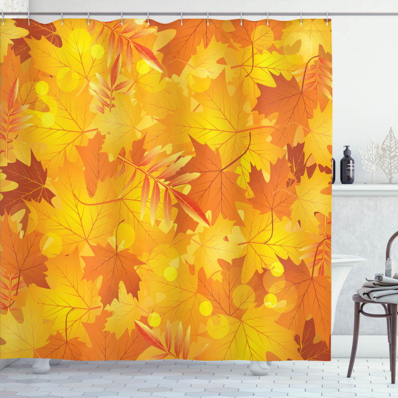 Graphic Pile of Dried Leaves Shower Curtain