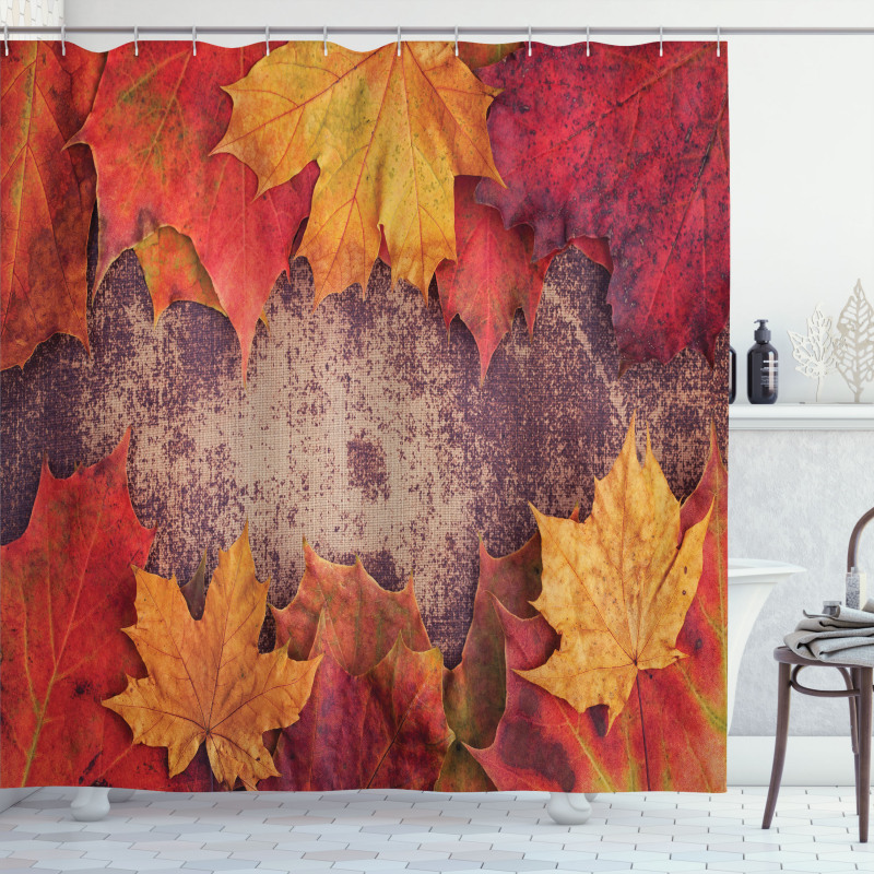 Bunch of Autumn Leaves Wood Shower Curtain