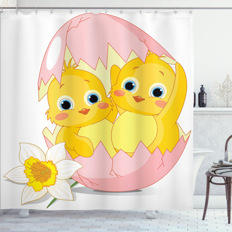 Daffodil Chicks Cracked Egg Shower Curtain