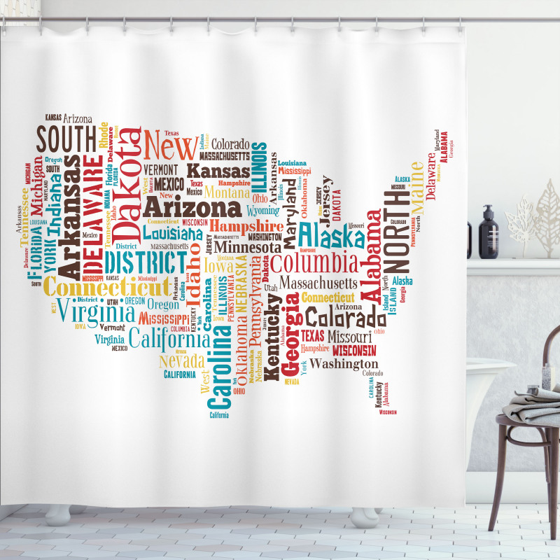 Map Cities Towns Names Shower Curtain