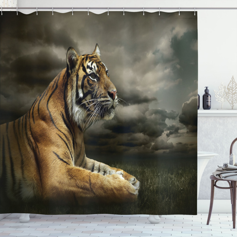 Jungle African Cat Clouds Shower Curtain
