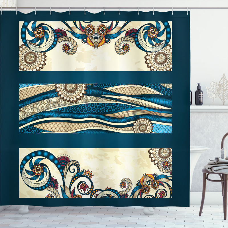 Antique Classic Floral Lines Shower Curtain