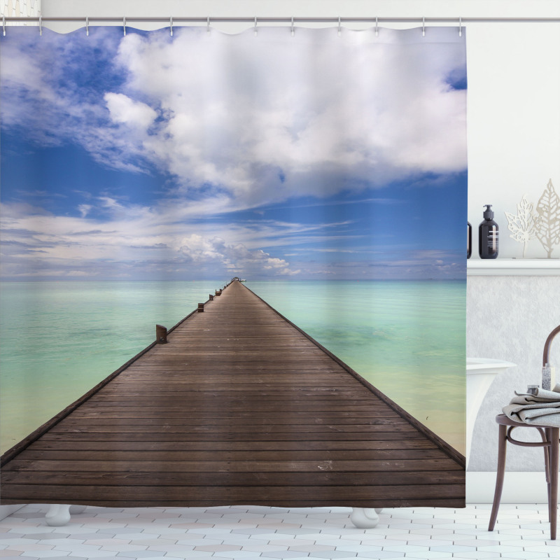 Peaceful View Long Jetty Ocean Shower Curtain