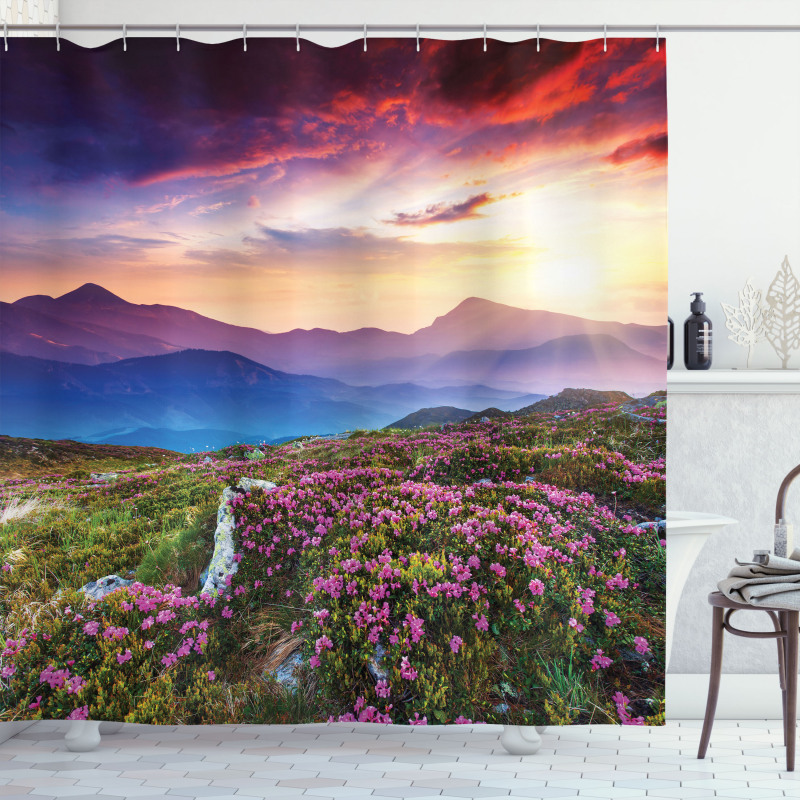 Summer Day Floral Panorama Shower Curtain