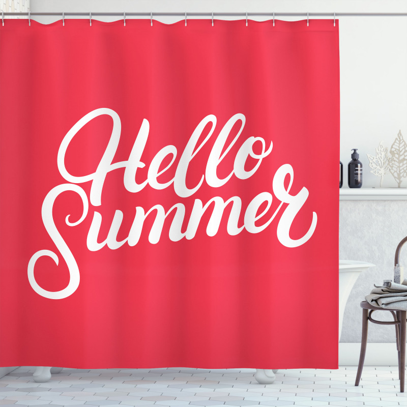 Kaligrafi Duş Perdesi Hello Summer Yazılı Modern ve Havalı İkon