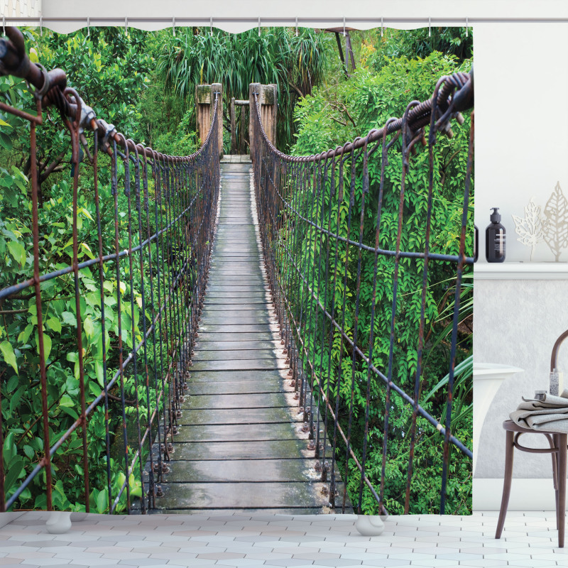 Rope Bridge in a Rainforest Shower Curtain