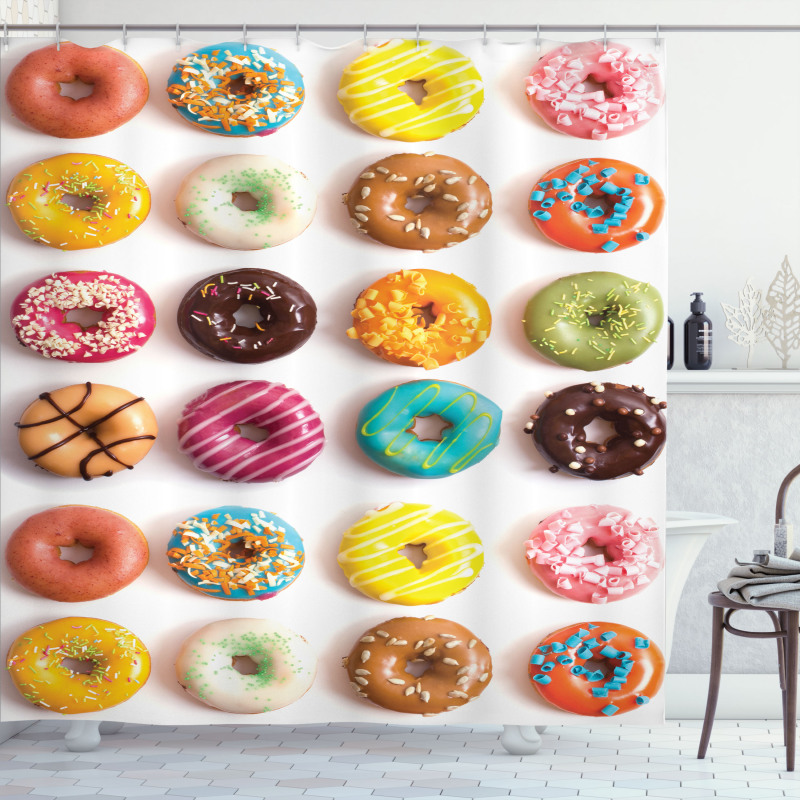 Tasty Colorful Donuts Shower Curtain
