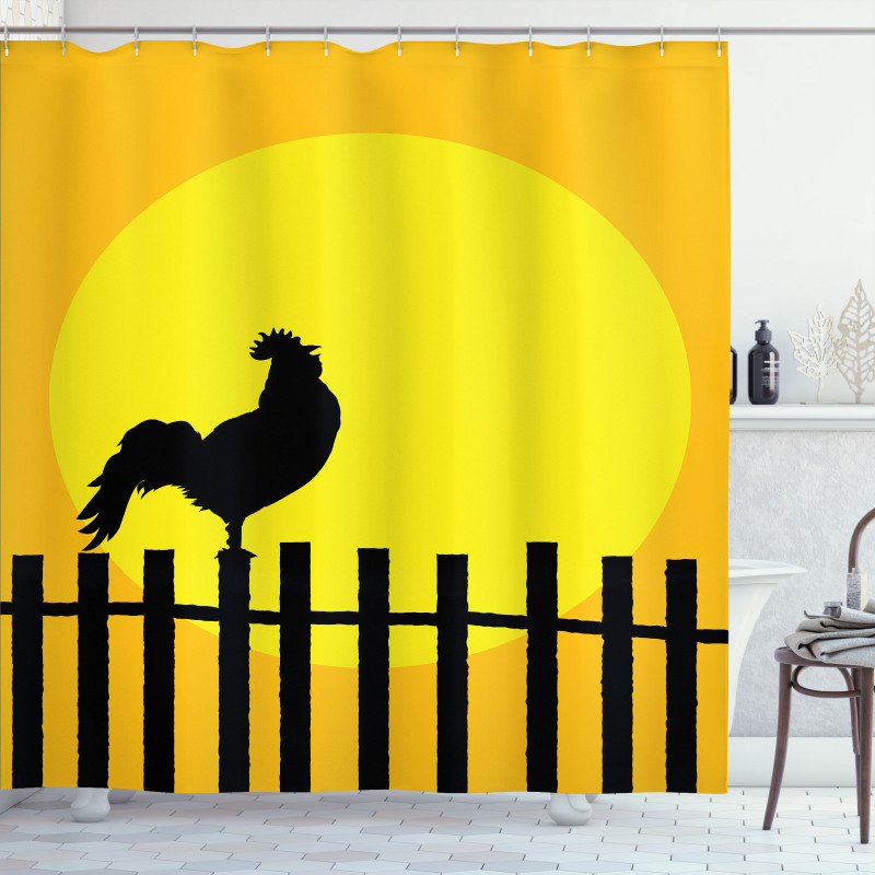 Rooster Silhouette Sunrise Shower Curtain