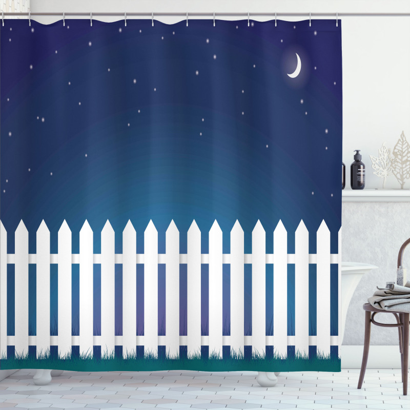 Starry Night with Crescent Shower Curtain