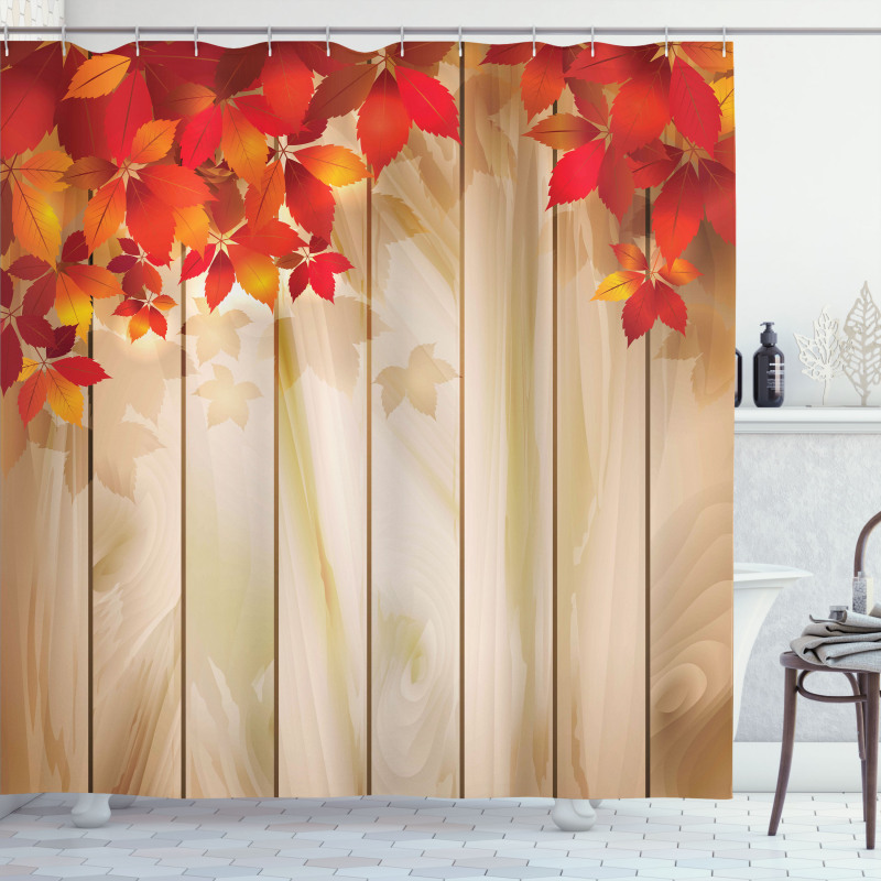 Autumn Orange Tones Leaves Shower Curtain