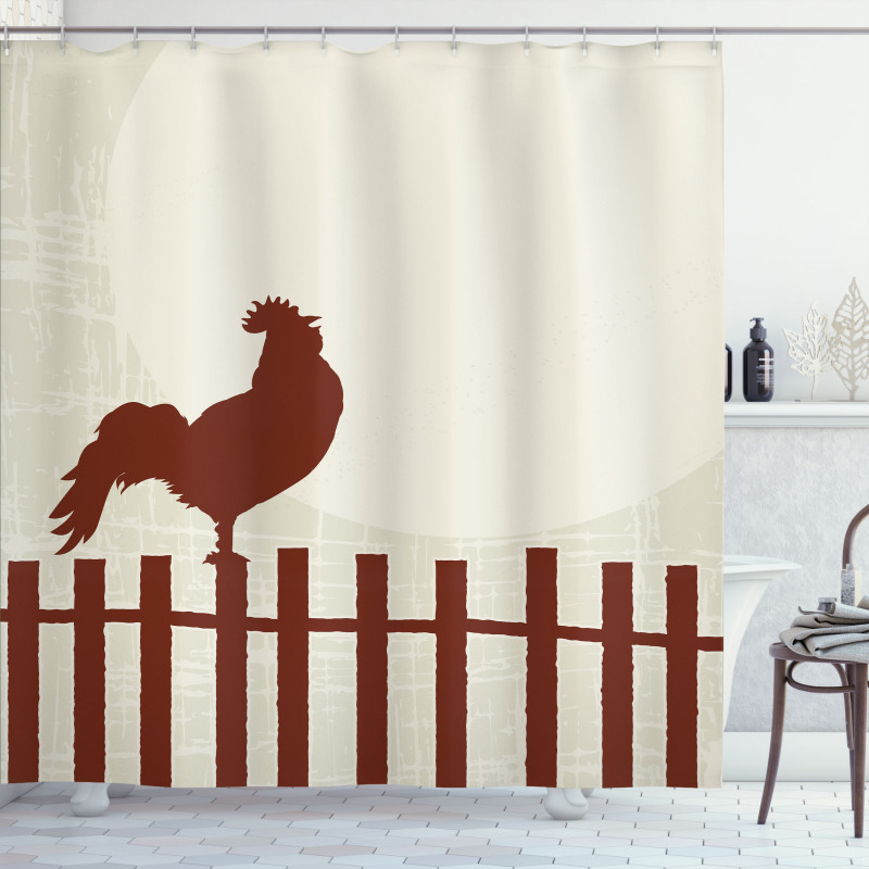 Rooster Silhouette Grunge Shower Curtain