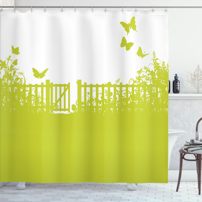 Garden Lawn and Gate Rural Shower Curtain