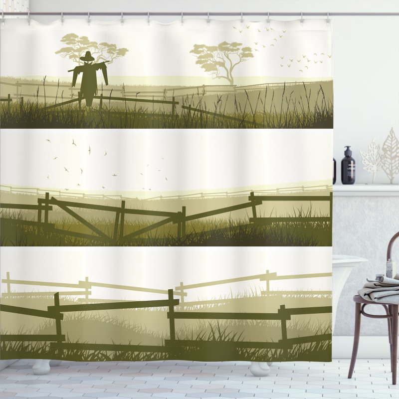 Farm Fields Scarecrow Grass Shower Curtain