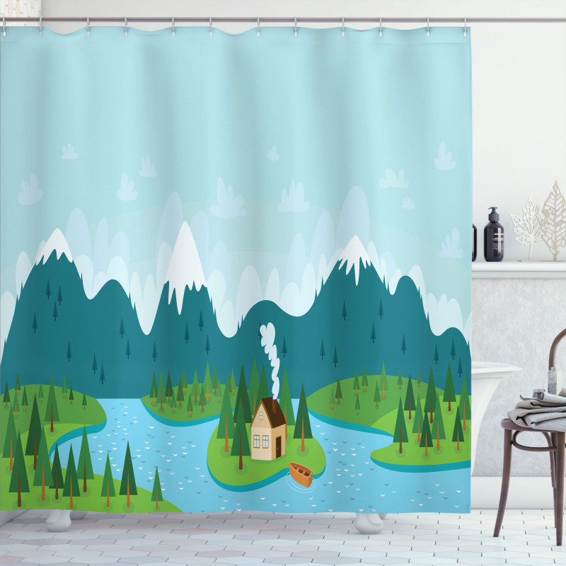 Rural Home Mountains Shower Curtain