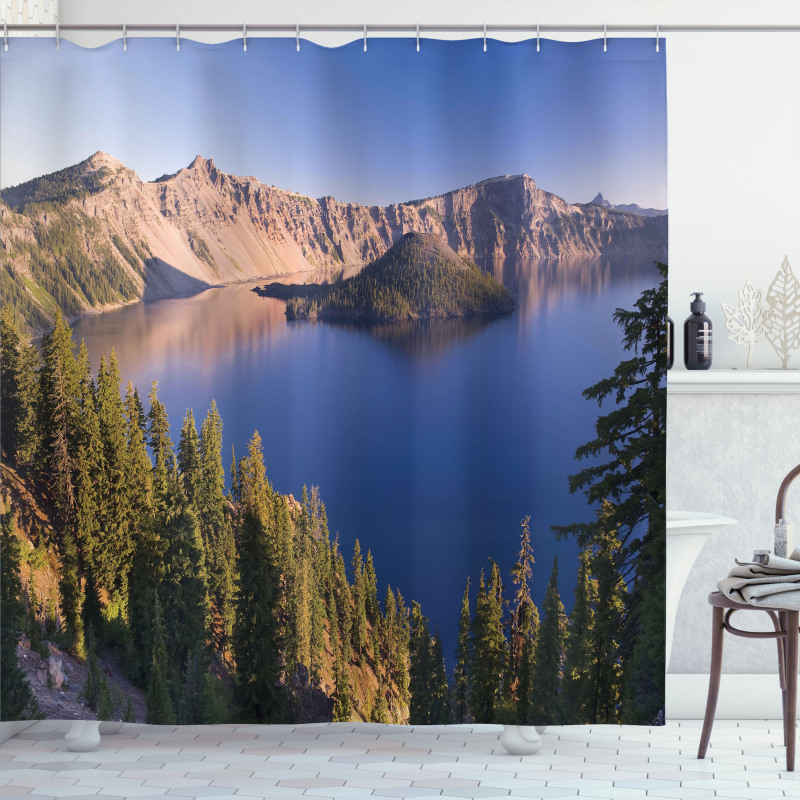 Crater Lake Volcano Shower Curtain