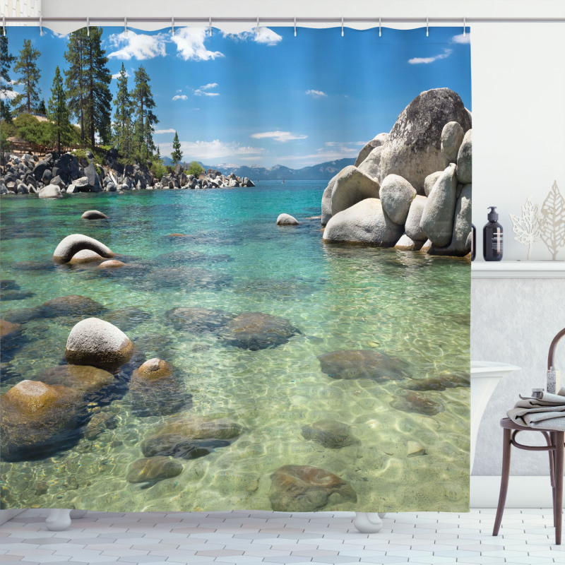 Water Stones Lake Tahoe Shower Curtain