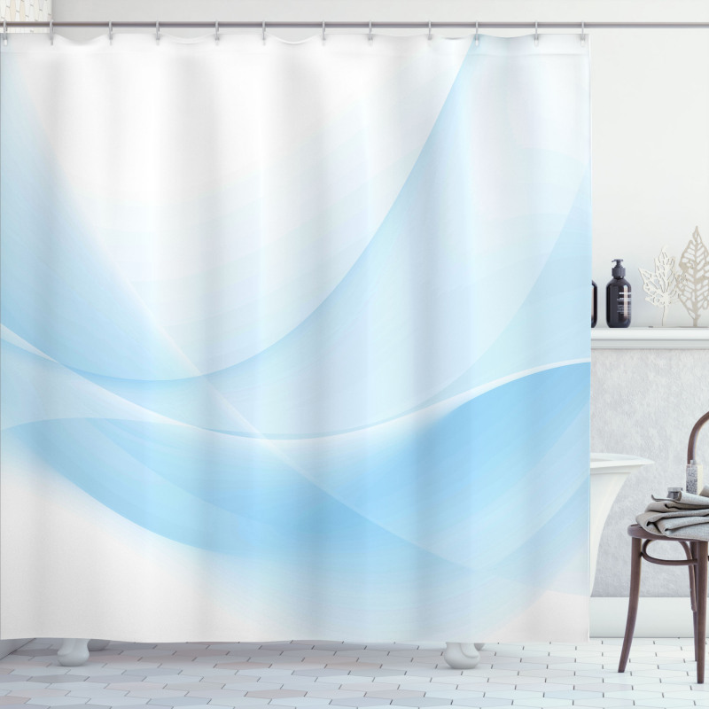 Flowing Wavy Effect Print Shower Curtain