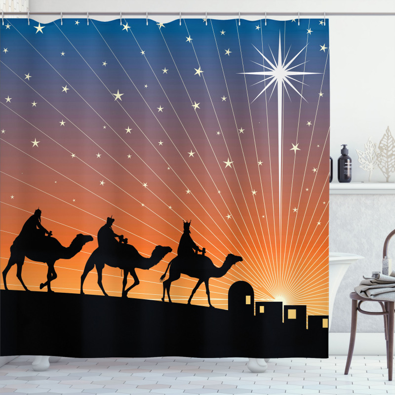 Star of Bethlehem Camel Wise Shower Curtain