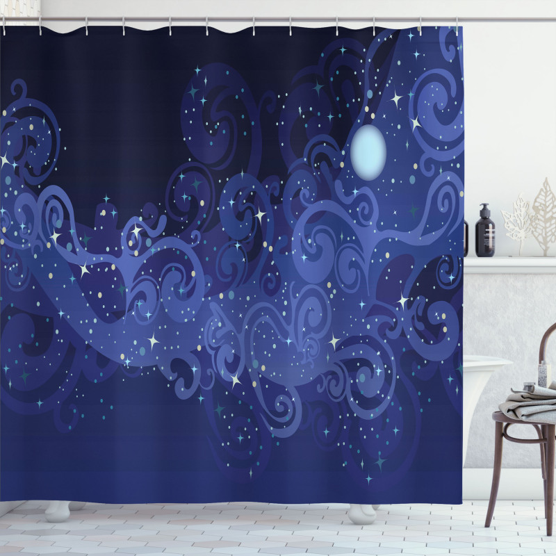 Abstract Starry Night Moon Shower Curtain