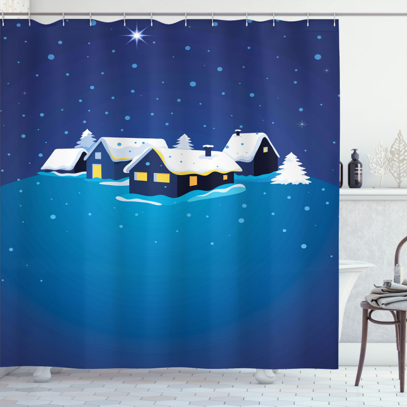 Snowy Small Town Cozy Home Shower Curtain