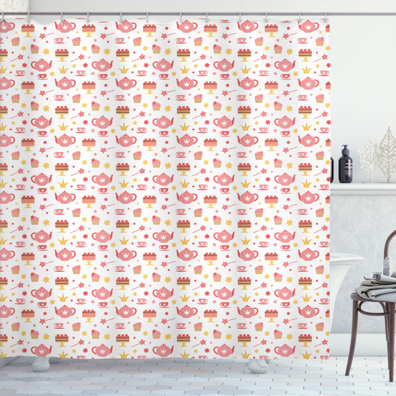 Flora Royal Tea Set Print Shower Curtain