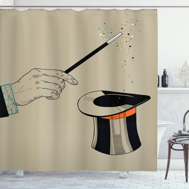 Magician Magic Wand and Hat Shower Curtain