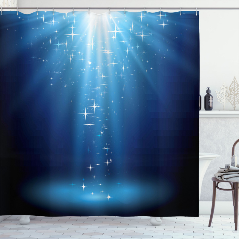 Star Night Vibrant Blue Tones Shower Curtain