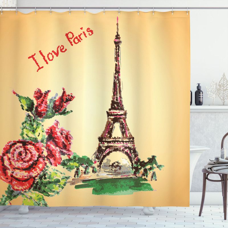 Love in Paris Eiffel Shower Curtain