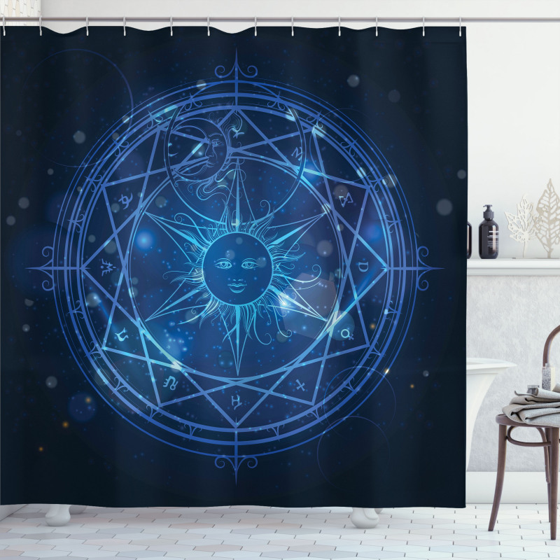 Alchemy Magic Circle Sun Face Shower Curtain