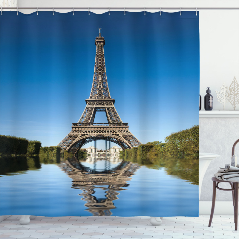 Eiffel Water Reflection Shower Curtain