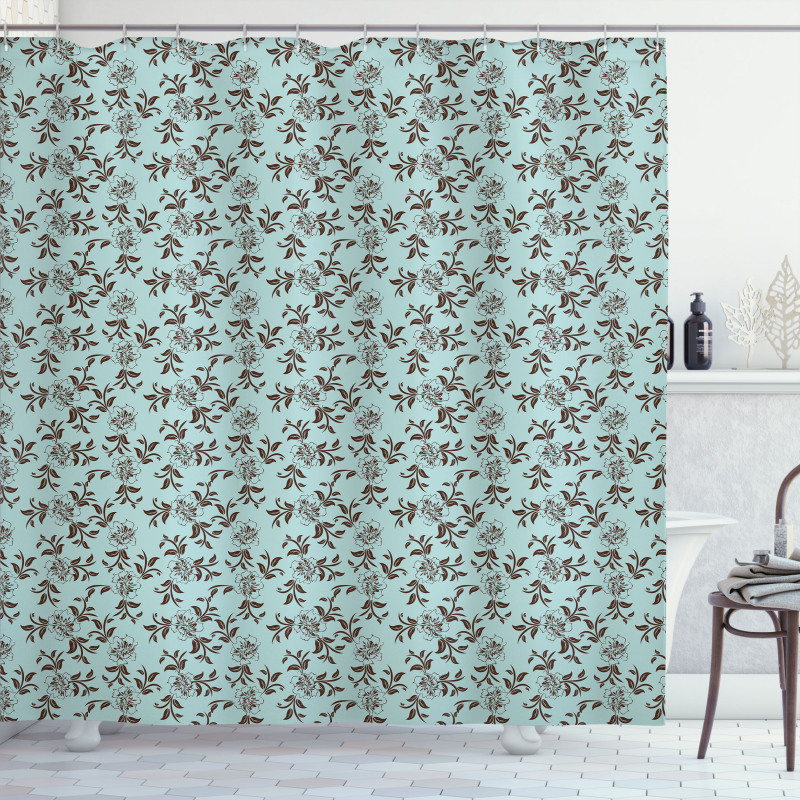 Curly Branches of Flowers Shower Curtain