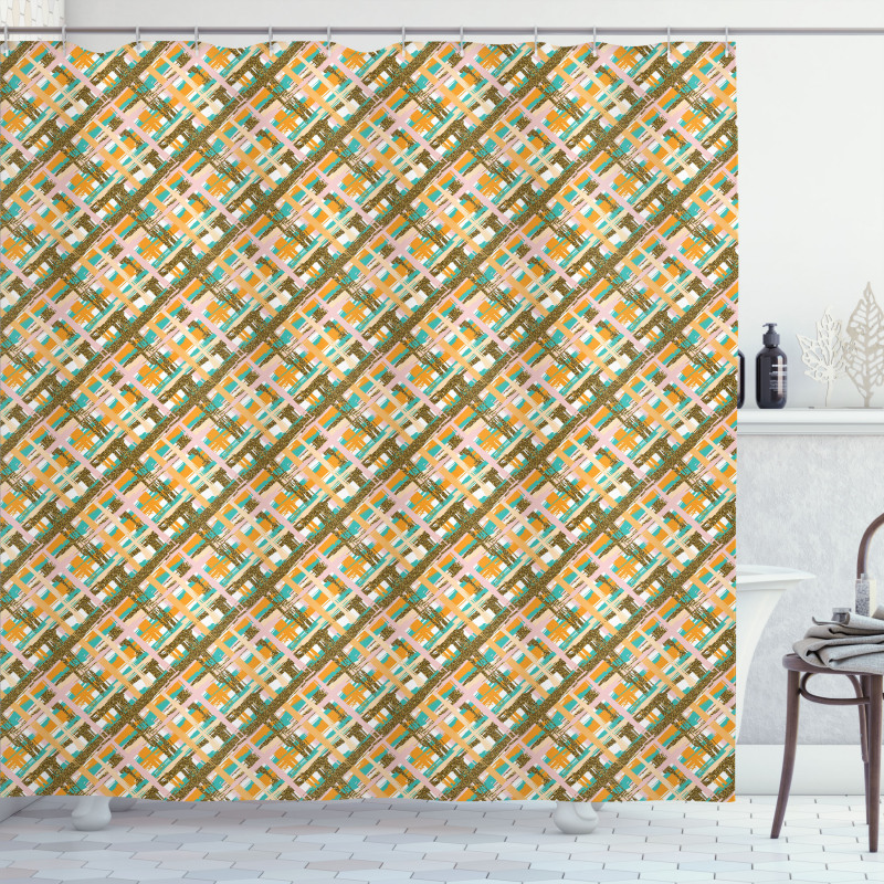 Crossed Brushstroke Lines Shower Curtain