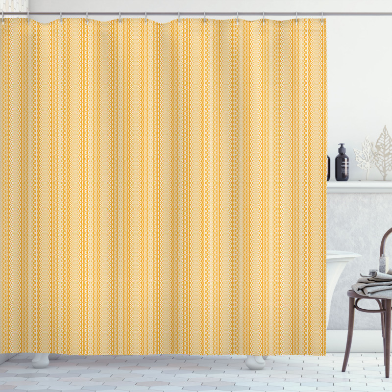 Strips and Chevron Ikat Shower Curtain