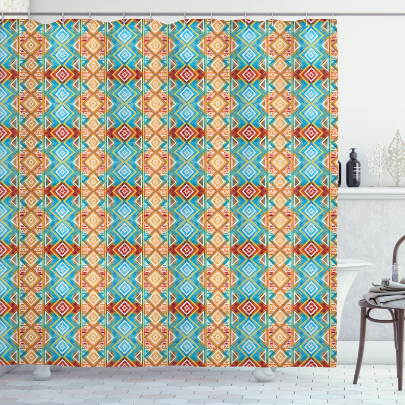 Colorful Tie Dye Geometric Shower Curtain