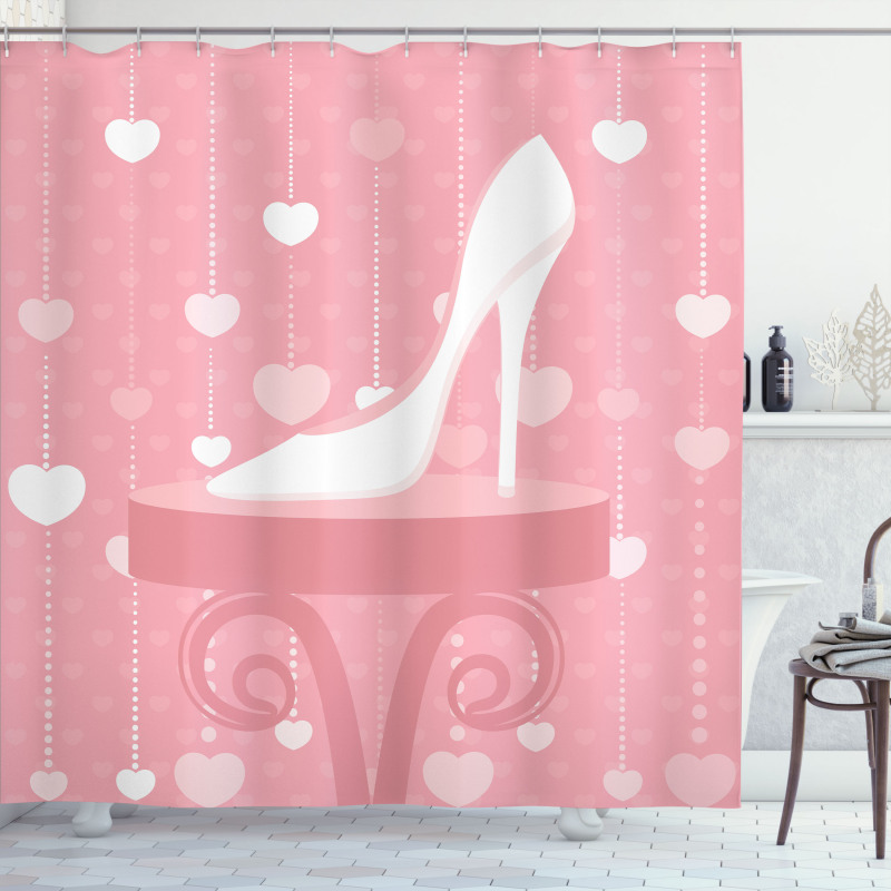 Classy Female Shoe Heart Shower Curtain