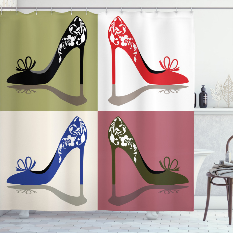 Floral Ornamental Shoes Shower Curtain