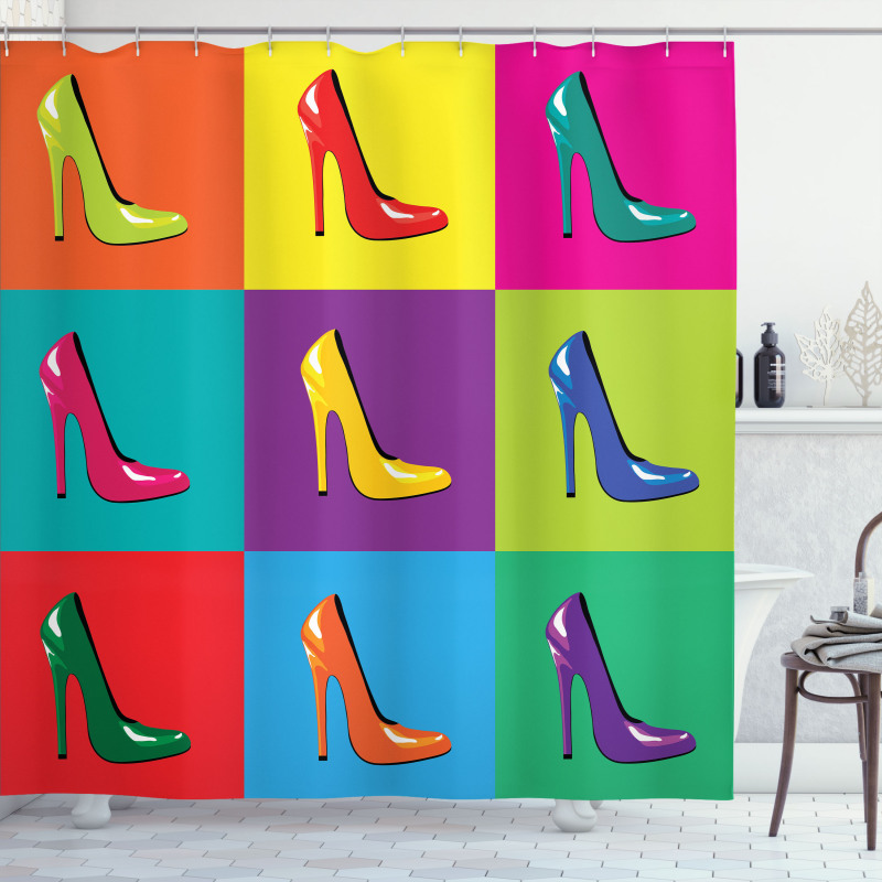 Colorful Shoes Pop Art Shower Curtain