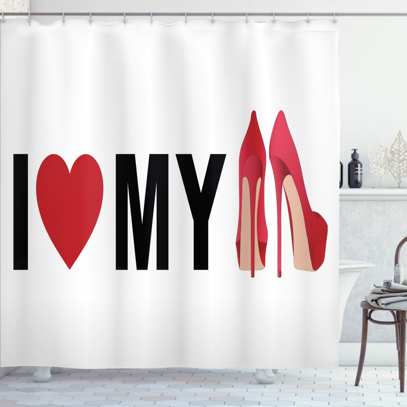 I Love My Shoes Heart Shower Curtain