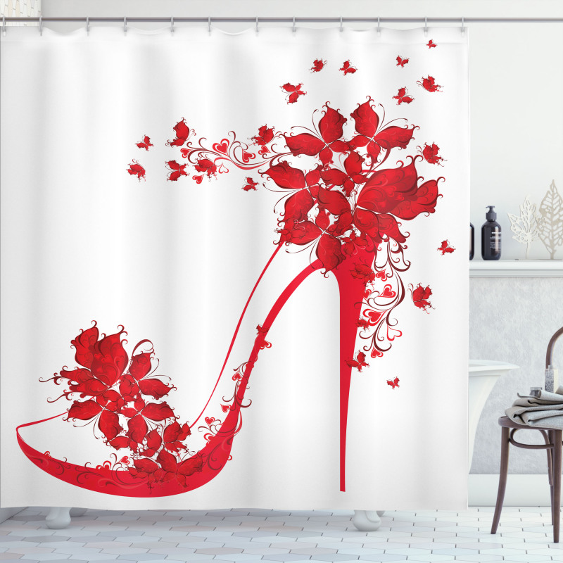 Shoe Butterflies Flowers Shower Curtain