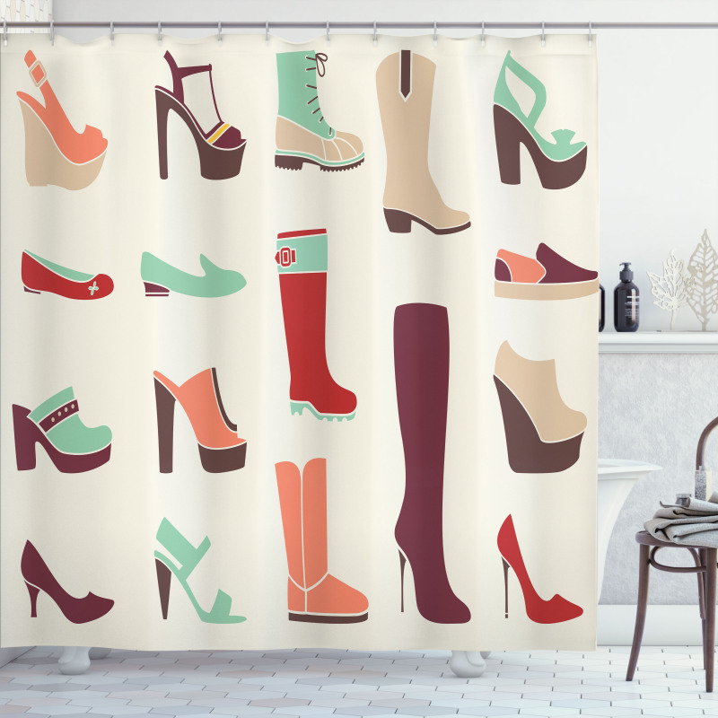 Flat and High Heel Shoes Shower Curtain