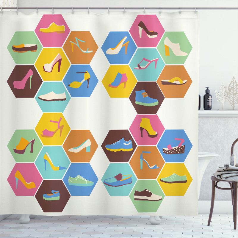 Shoe in Hexagons Shower Curtain