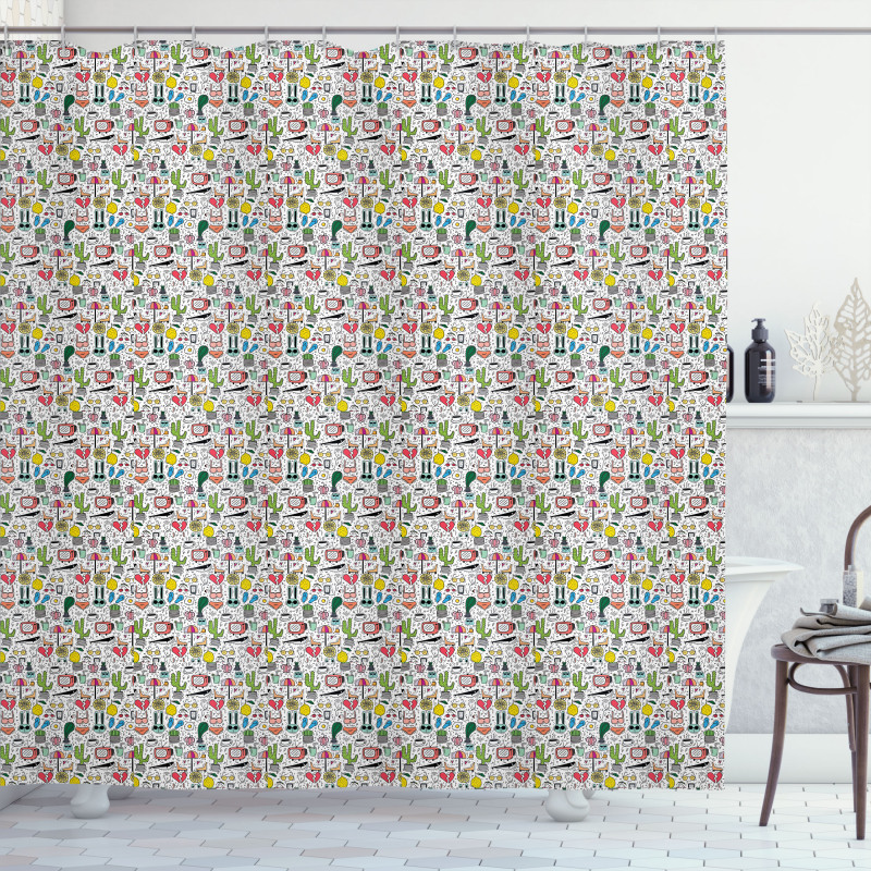 Chaotic Composition Objects Shower Curtain