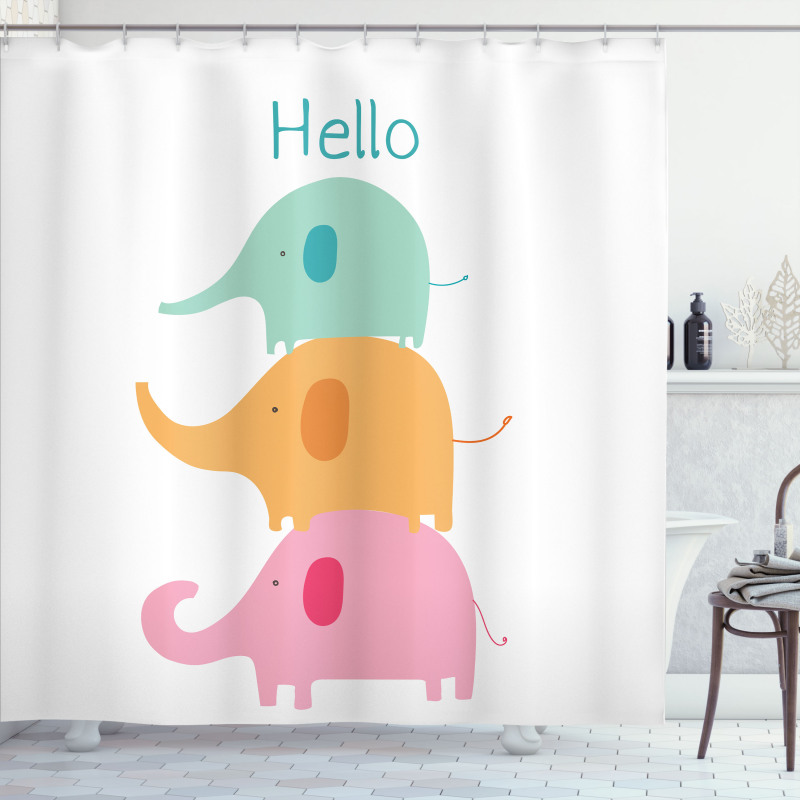 Stacked Animals Hello Shower Curtain