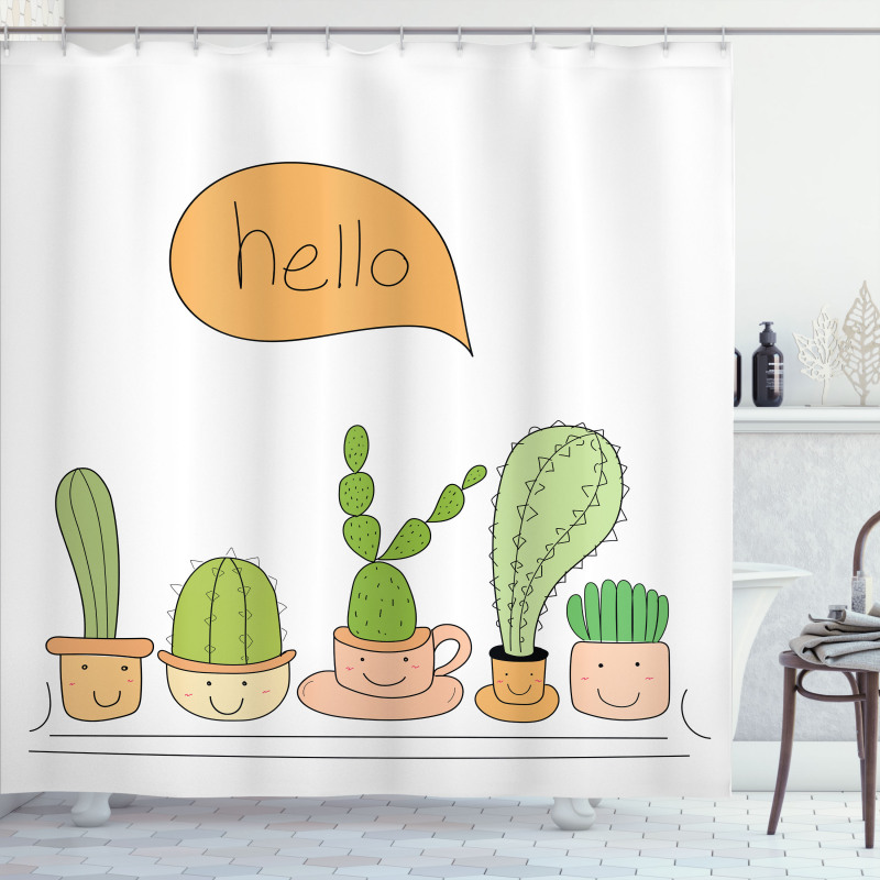 Home Plants in Smiling Pots Shower Curtain