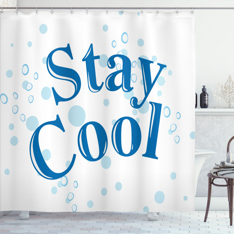 Blue Tones Words Bubbles Shower Curtain