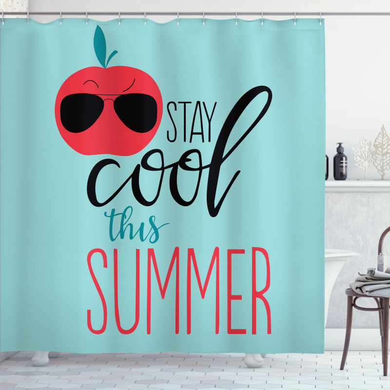 Apple with Sunglasses Shower Curtain