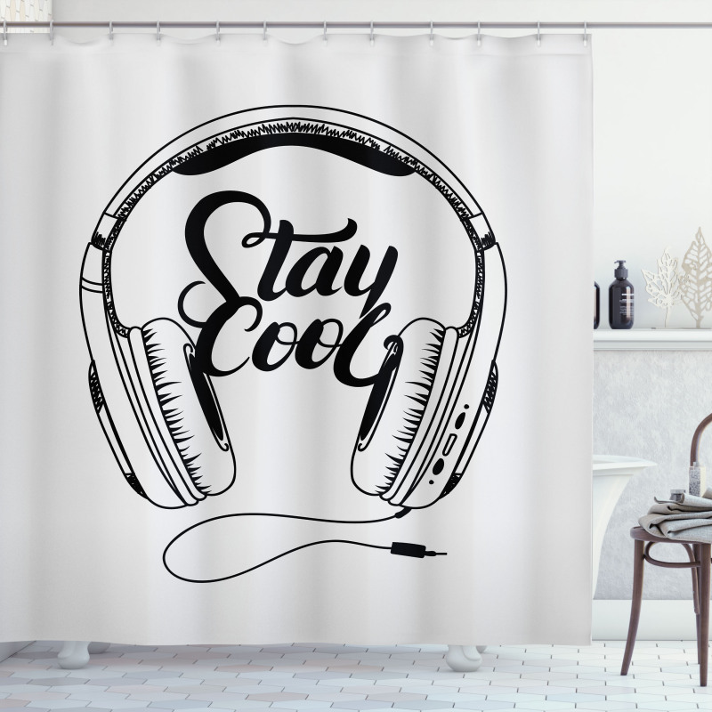 Between Headphones Music Shower Curtain