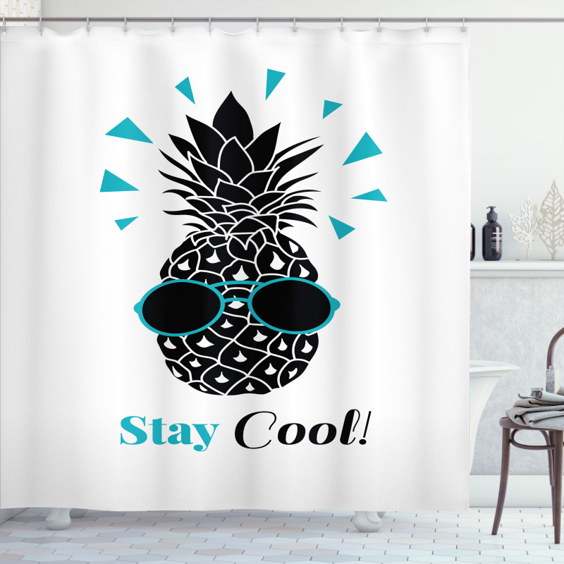 Words and Pineapple Print Shower Curtain